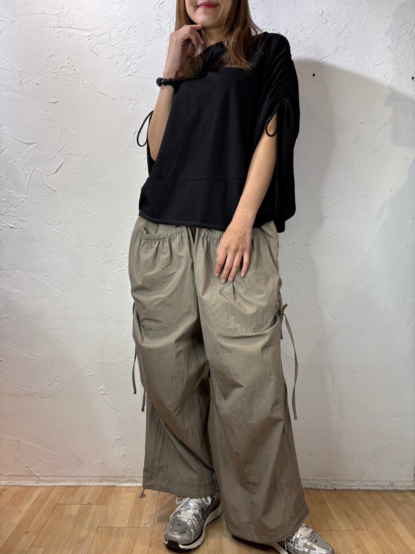 Ribbon Bat Sleeves Top