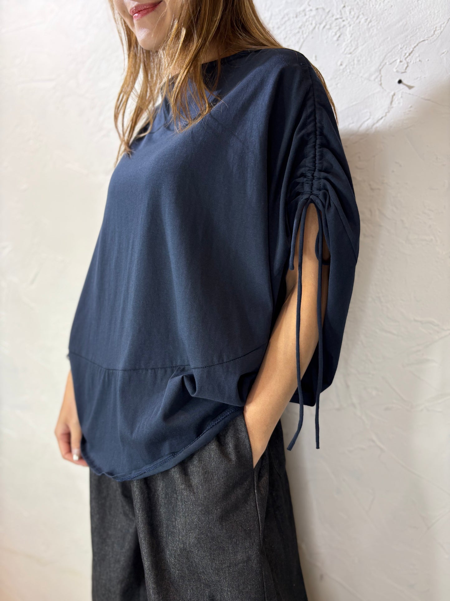Ribbon Bat Sleeves Top