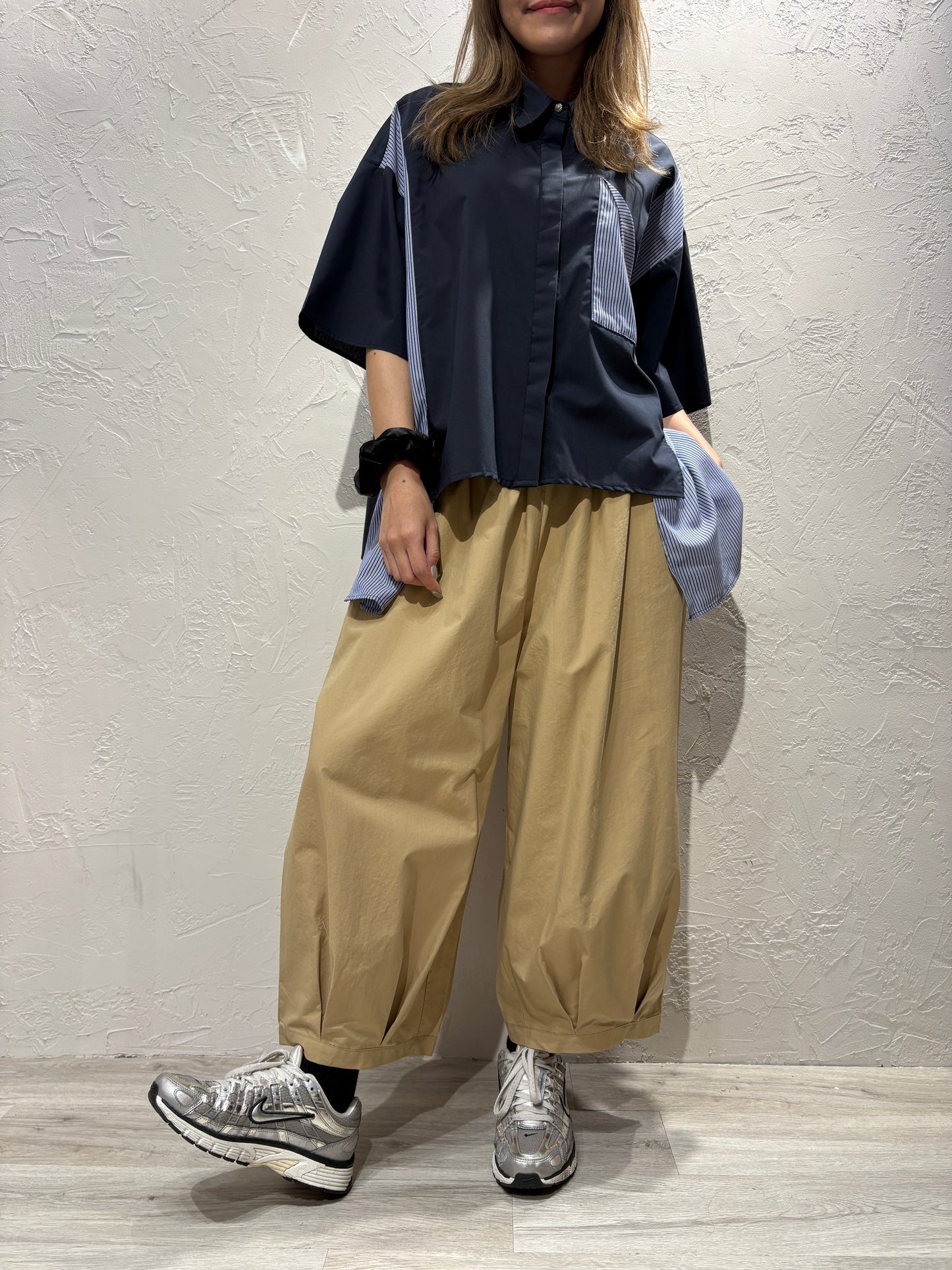 Pleated Hem Wide Legs Pants