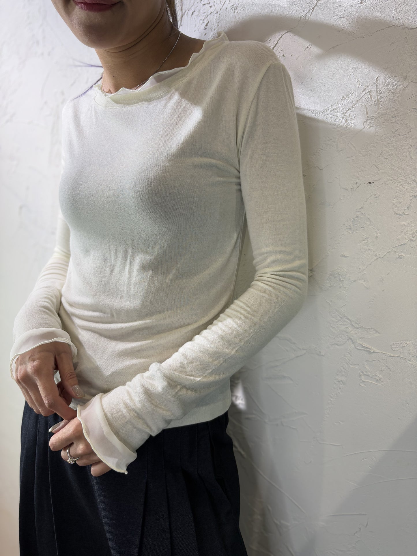 Wavy Lace Collar Top
