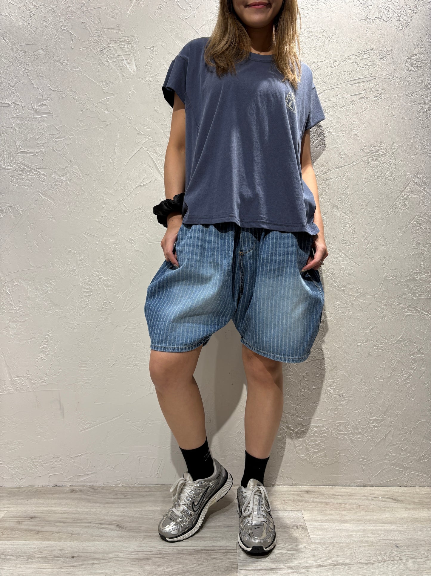 Unisex Stripes Denim Shorts