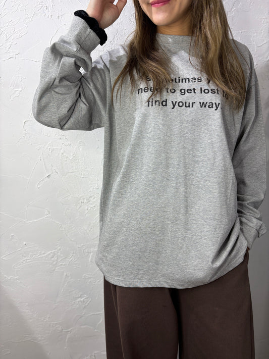 Text Print Long Sleeves Top