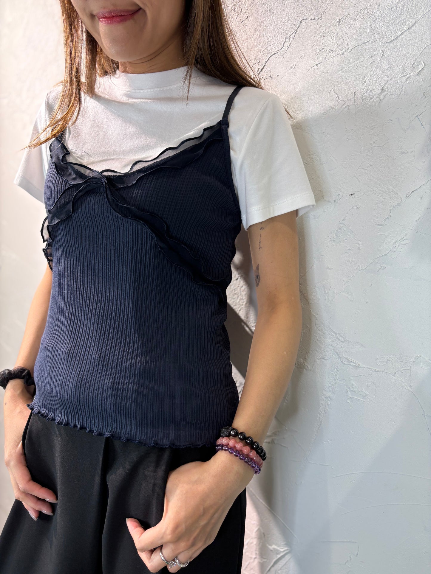 Lace Ruffle Vest Top