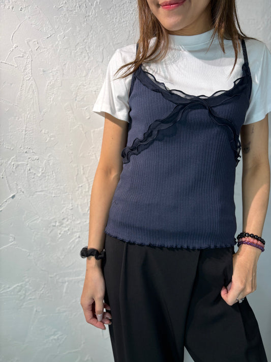 Lace Ruffle Vest Top