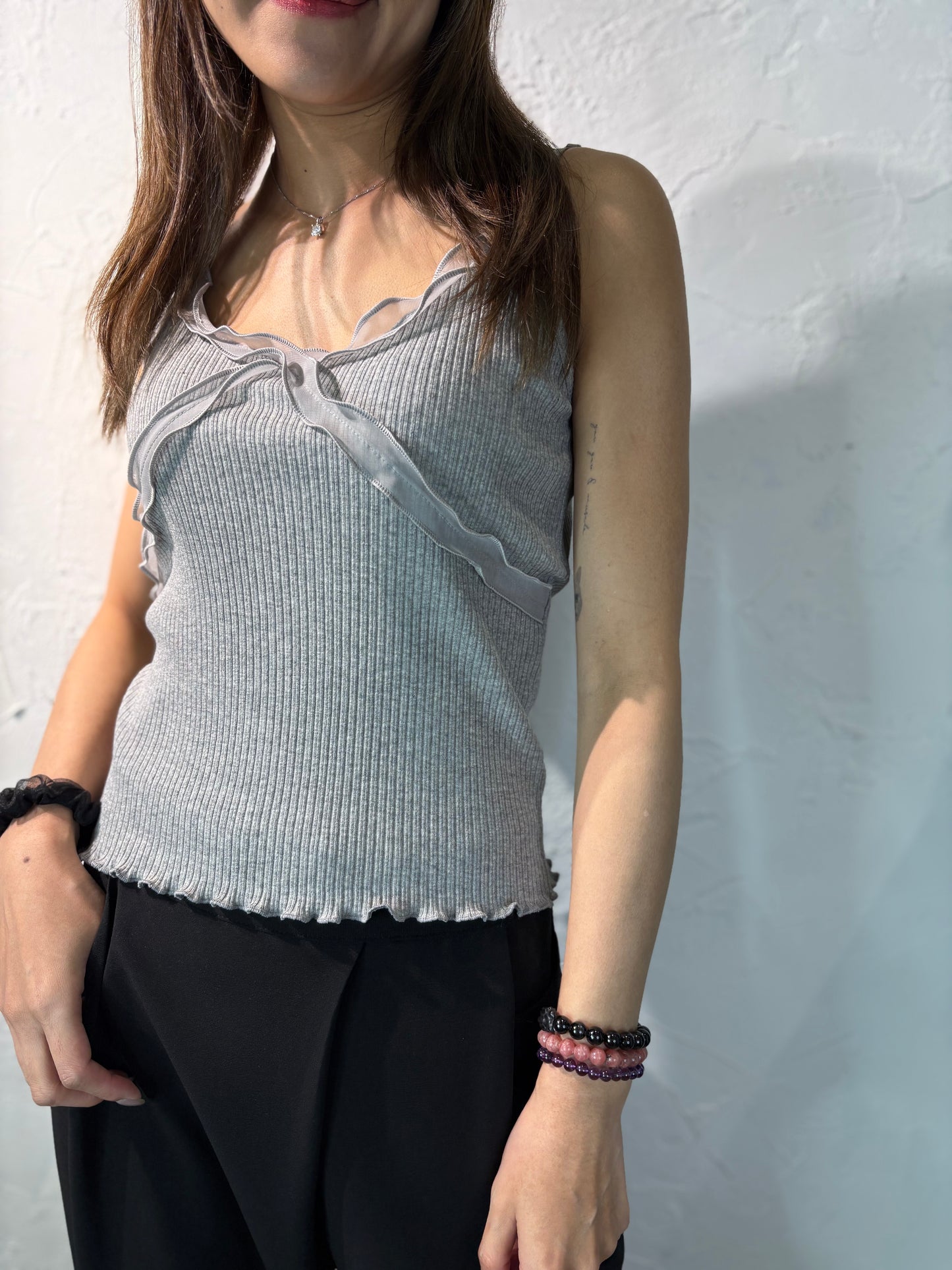 Lace Ruffle Vest Top
