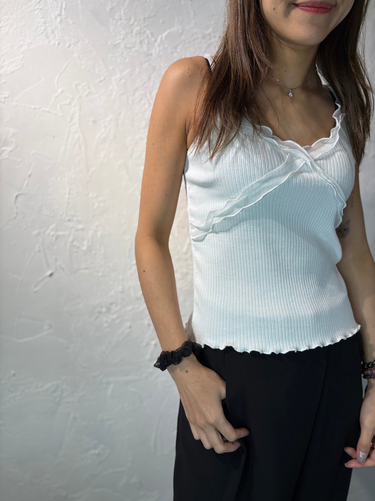 Lace Ruffle Vest Top