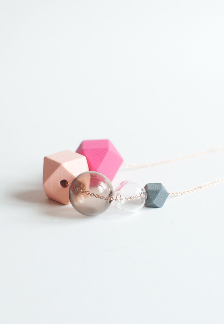 Pink Glass Necklace - sanwaitsai
