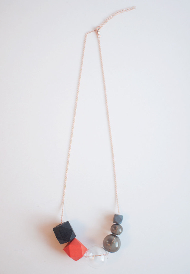 Orange Wooden Bead Necklace - sanwaitsai