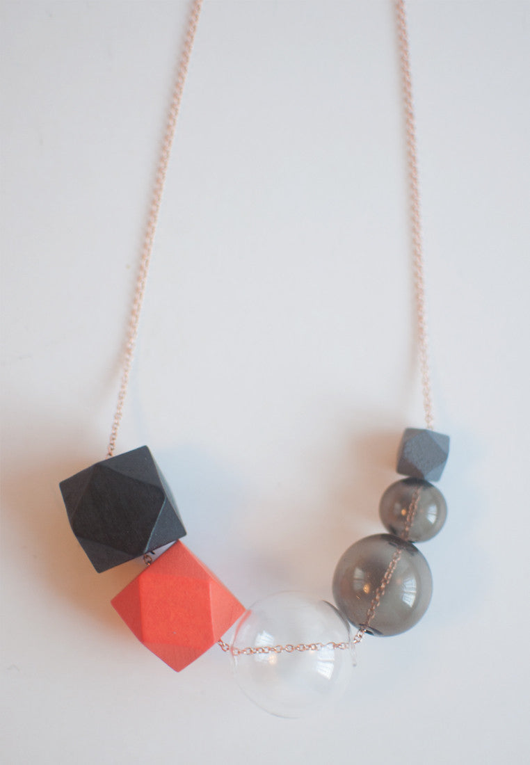 Orange Wooden Bead Necklace - sanwaitsai