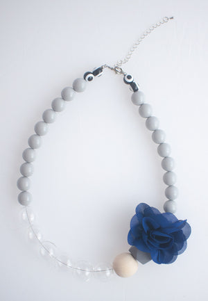 Blue Flower Glass Necklace - sanwaitsai