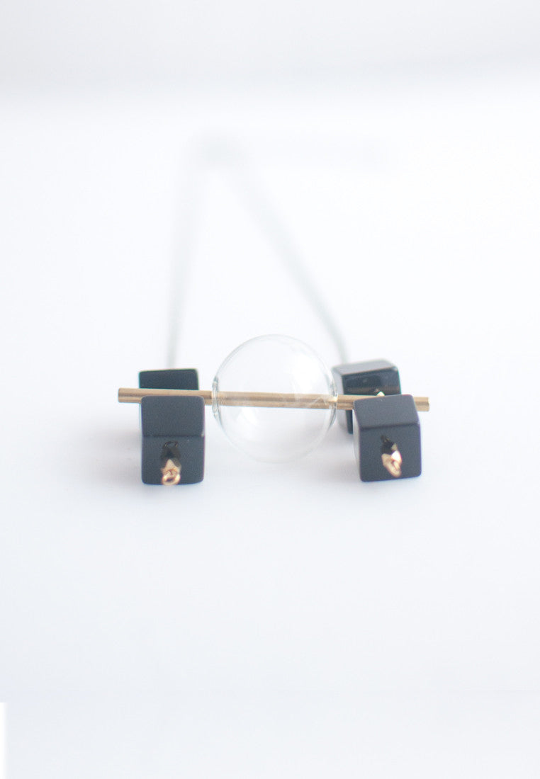 Square Onyx Beads Necklace - sanwaitsai