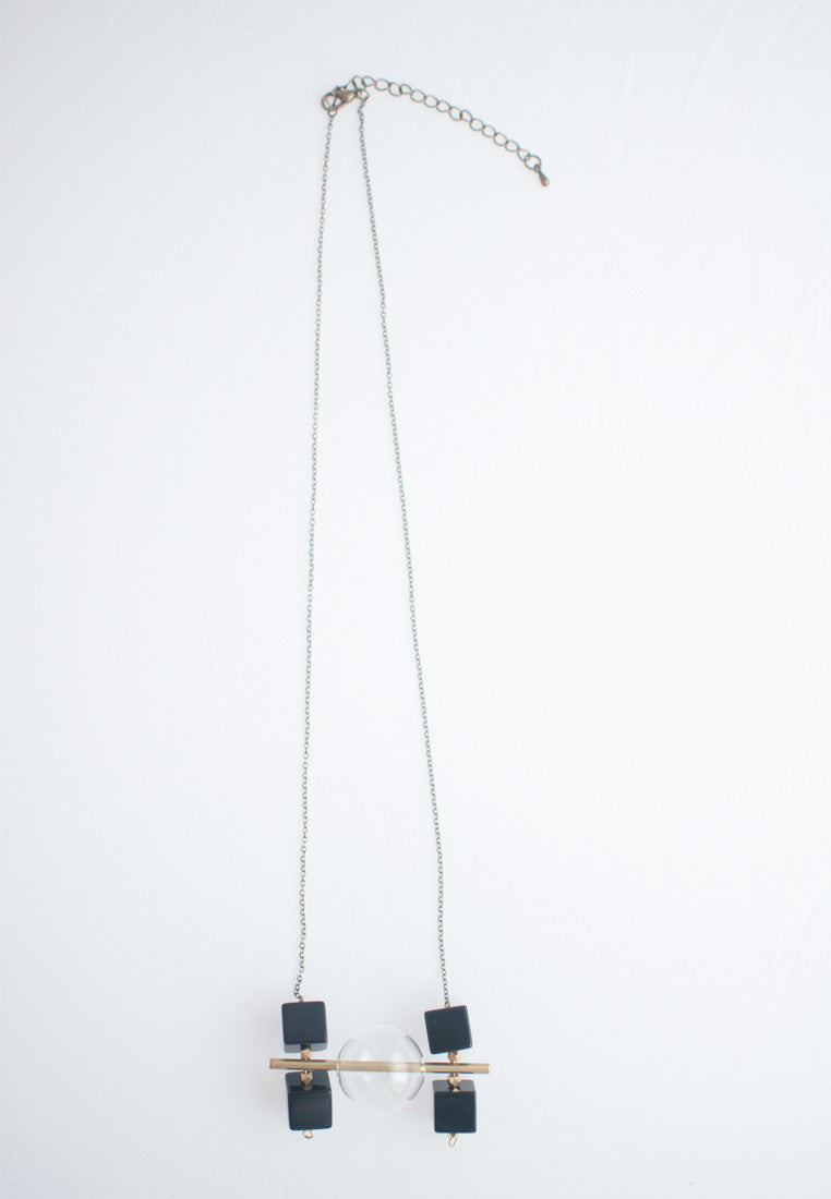 Square Onyx Beads Necklace - sanwaitsai