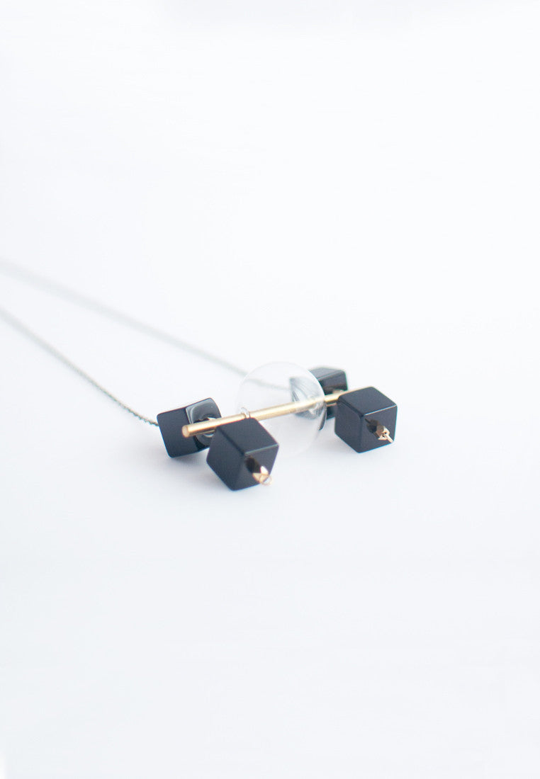 Square Onyx Beads Necklace - sanwaitsai