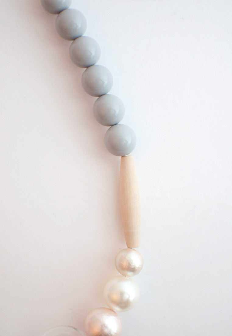 Glass Pink Wooden Necklace - sanwaitsai