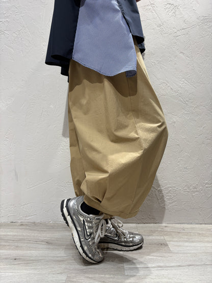 Pleated Hem Wide Legs Pants