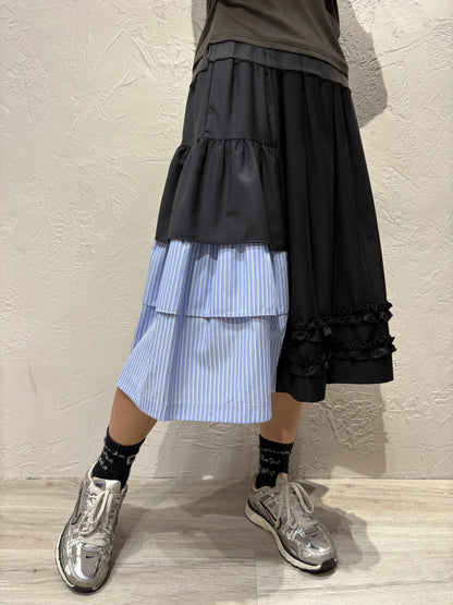 Patchwork Ruffle Skirt