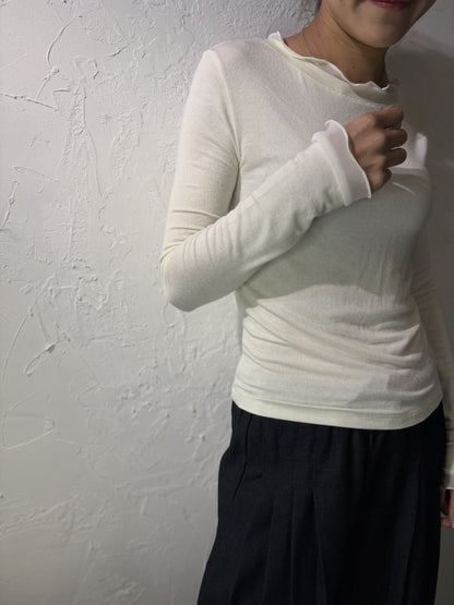 波浪蕾絲領上衣
