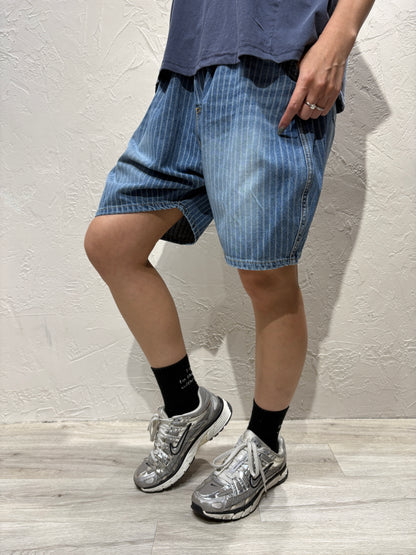 Unisex Stripes Denim Shorts