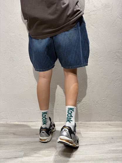 Unisex Stripes Denim Shorts