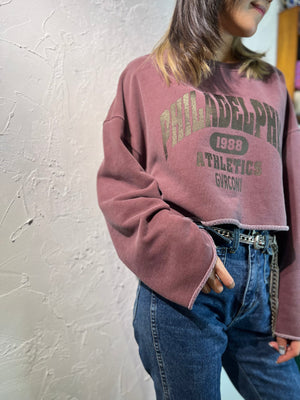 Text Print Cropped Sweater