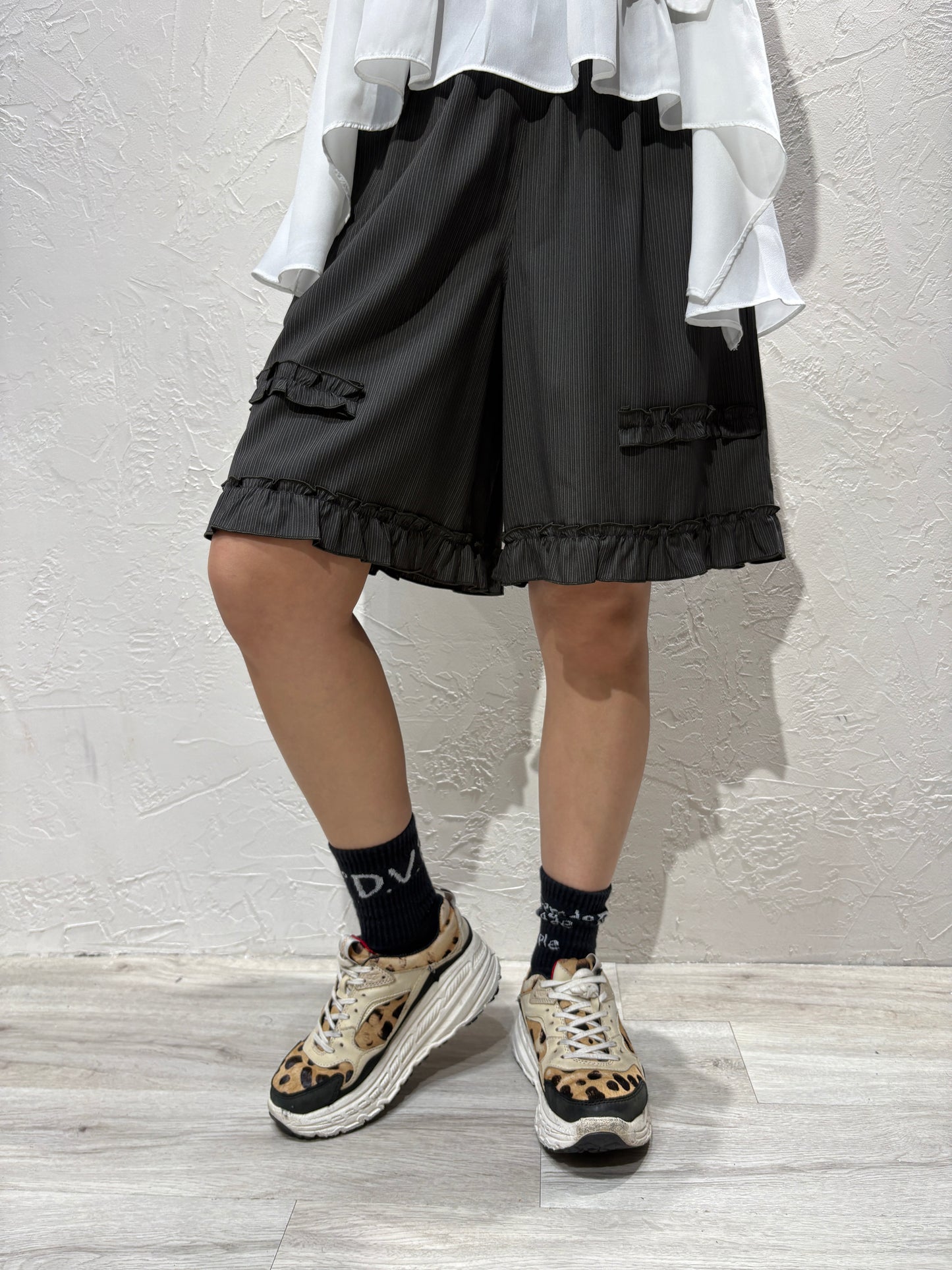 Stripes Ruffle Shorts
