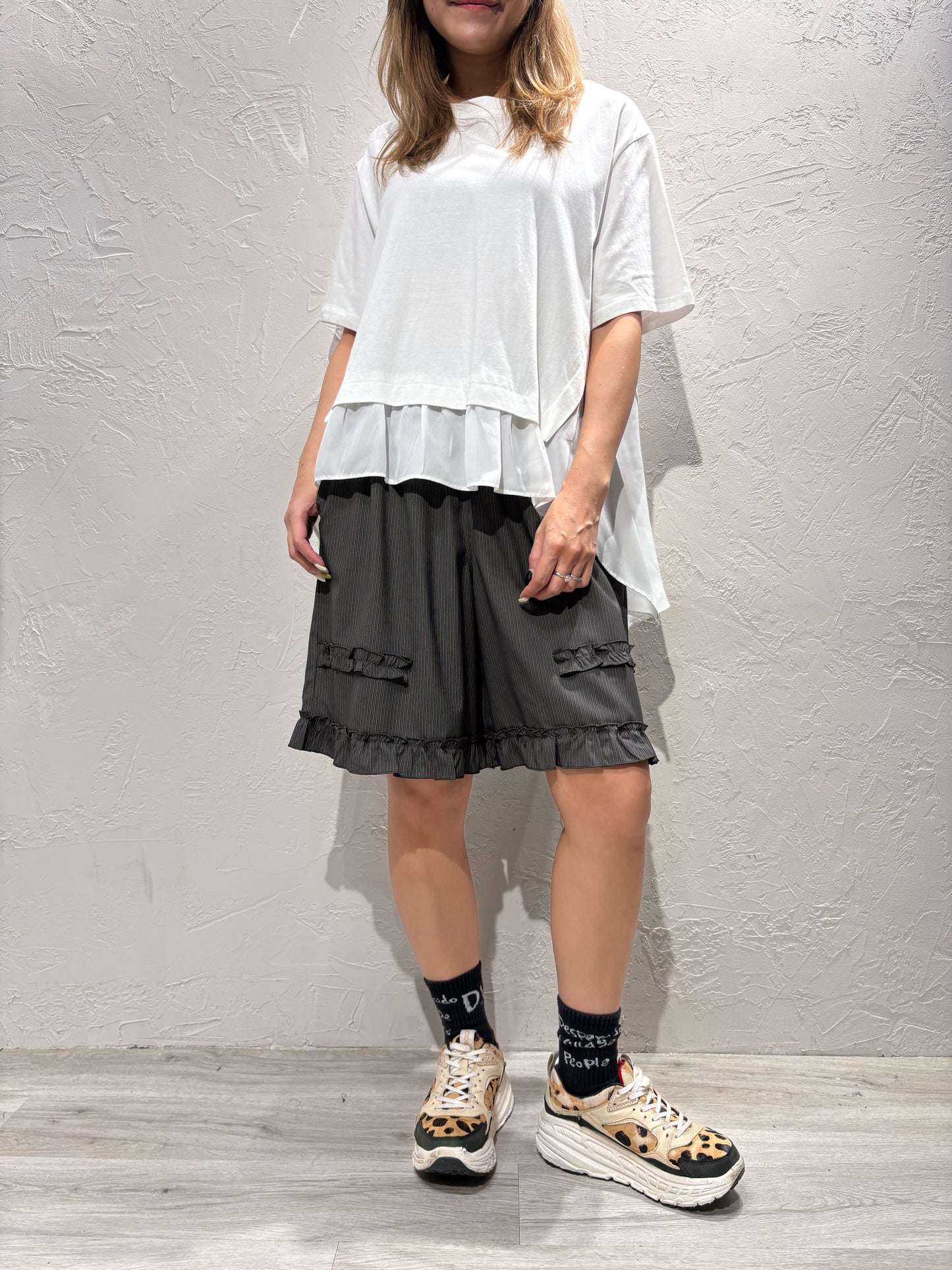 Stripes Ruffle Shorts
