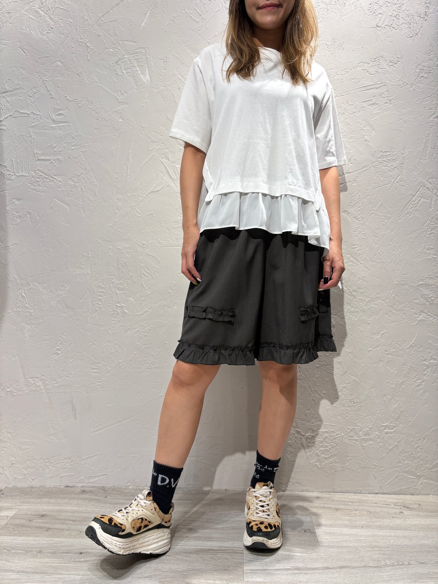 Stripes Ruffle Shorts