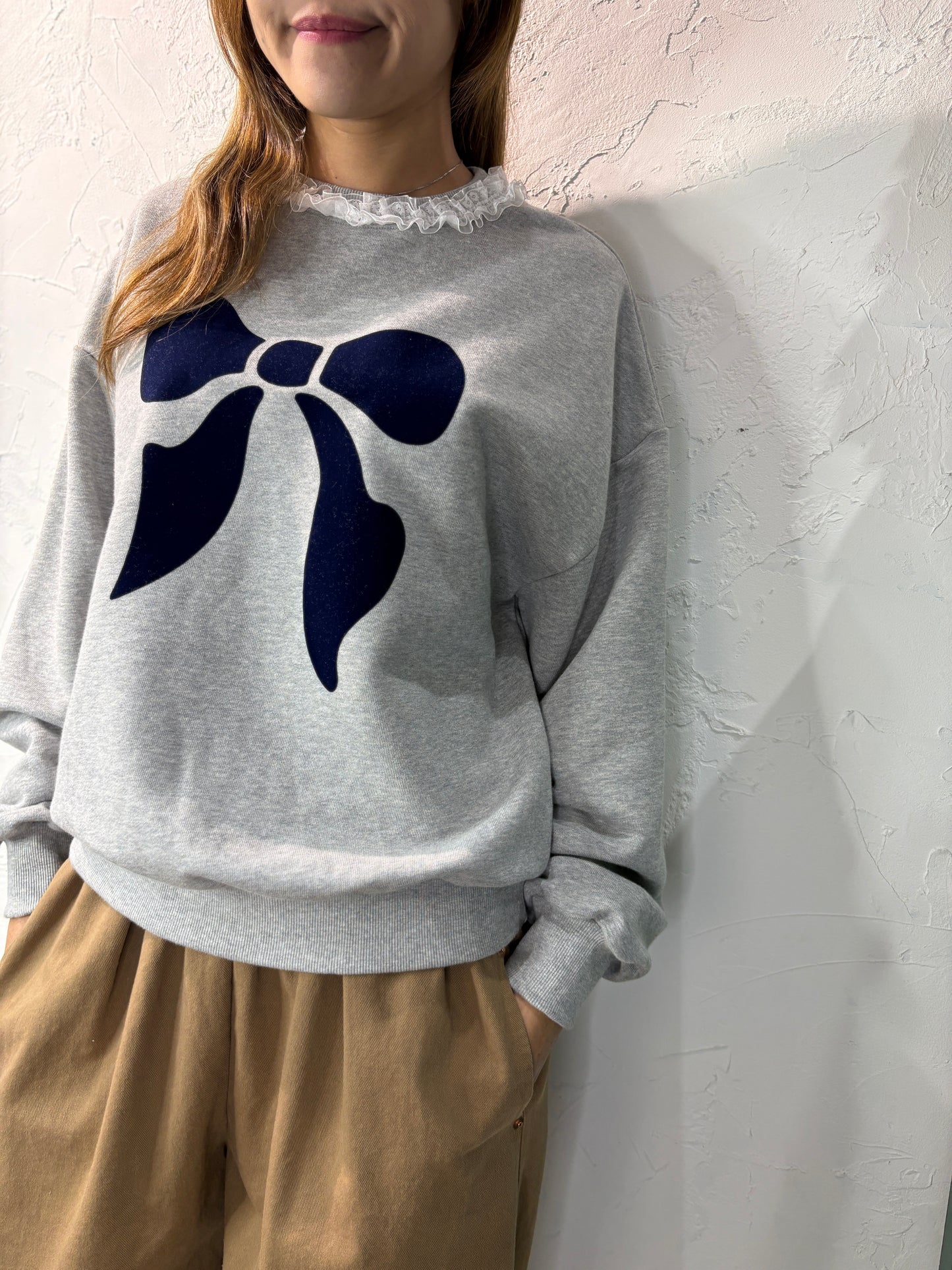 Lace Collar Ribbon Sweater