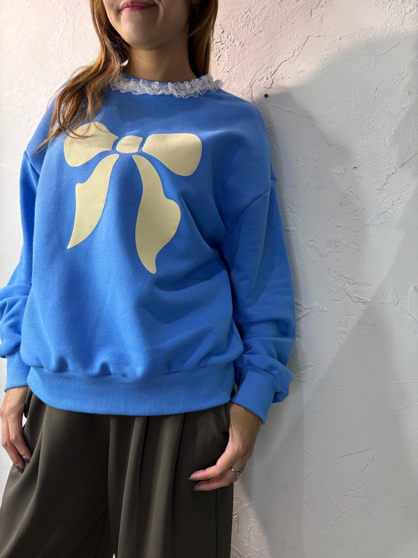 Lace Collar Ribbon Sweater