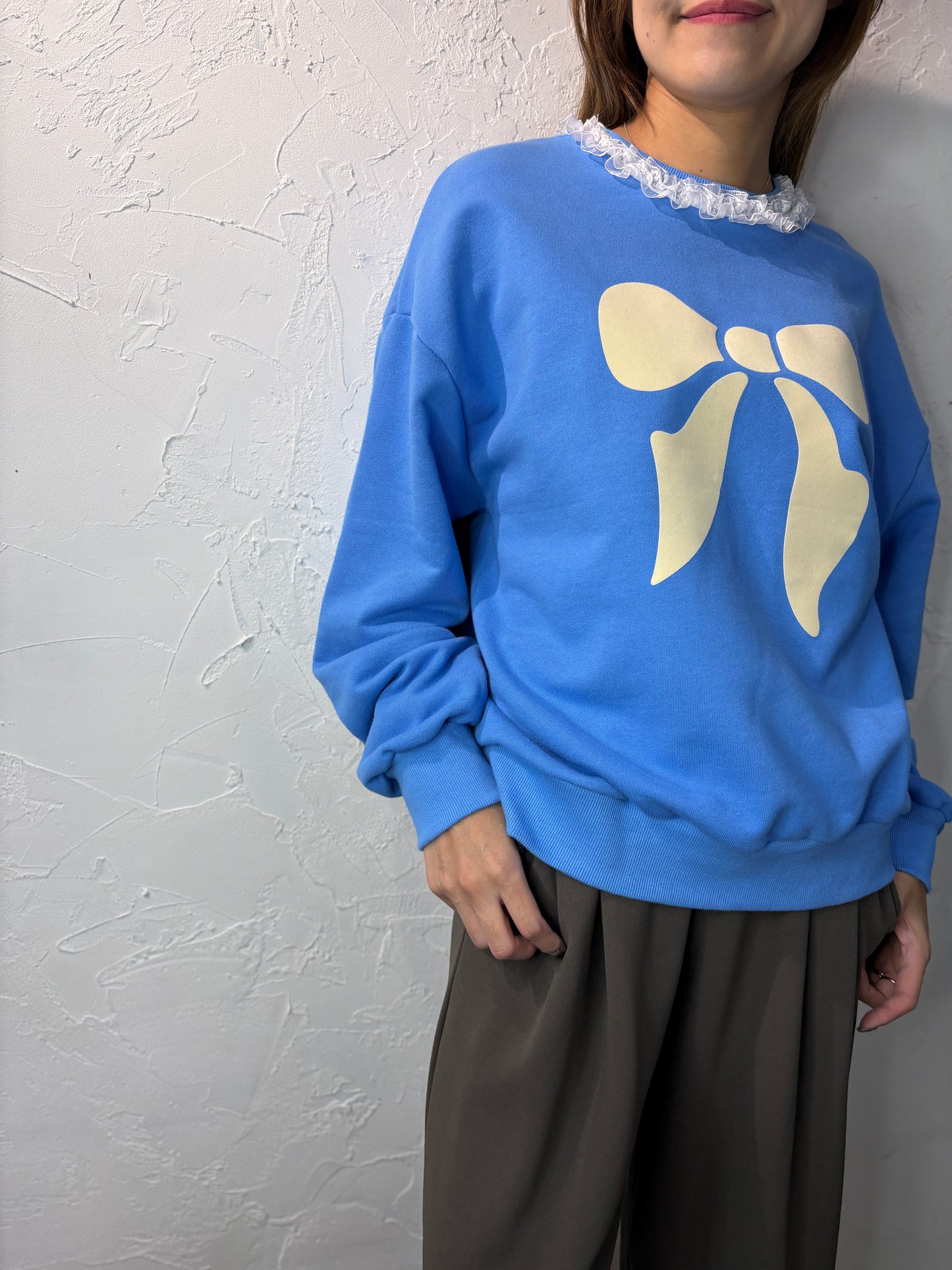 Lace Collar Ribbon Sweater