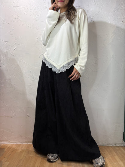 Corduroy Skirt-like Pants