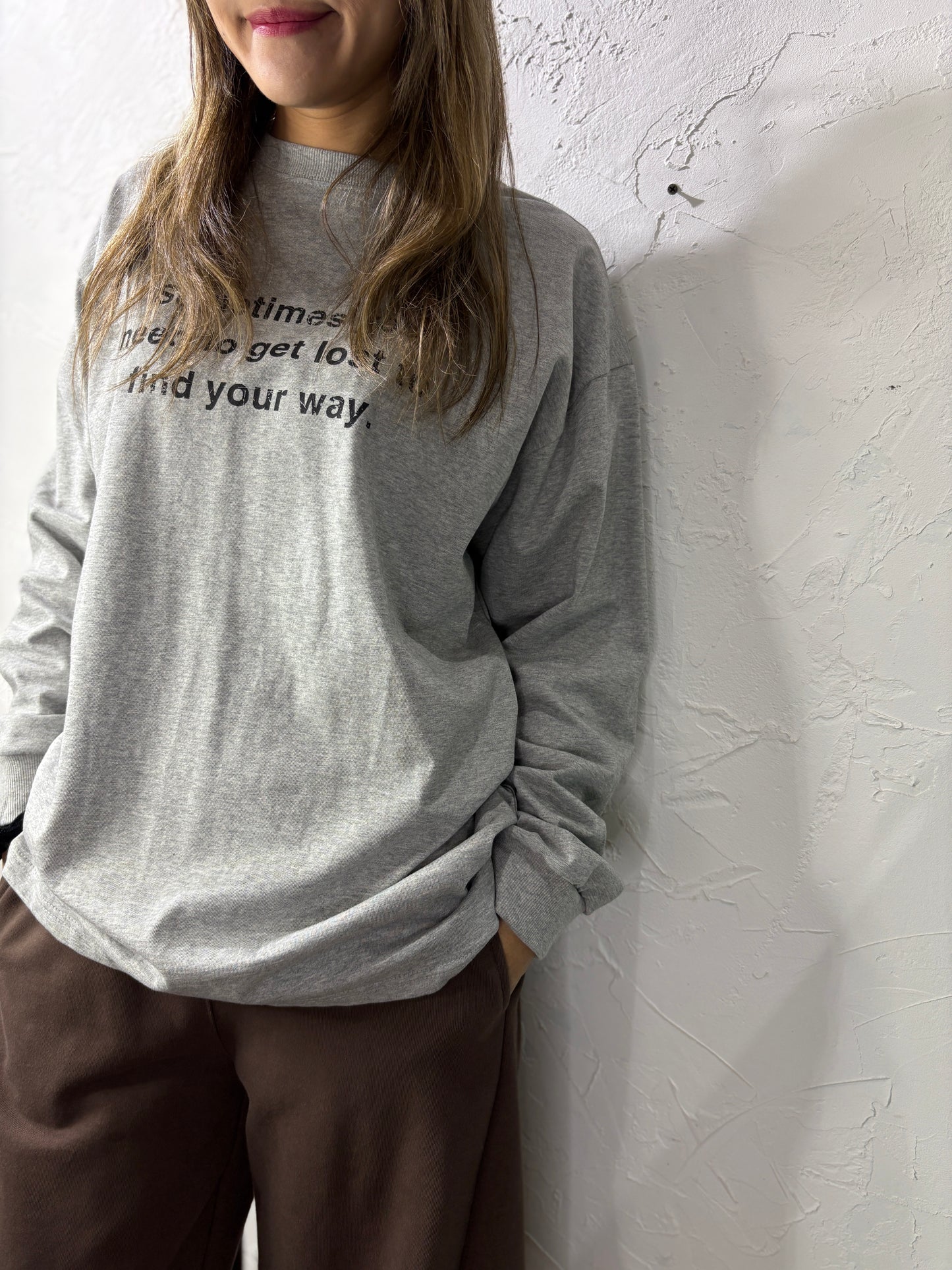 Text Print Long Sleeves Top