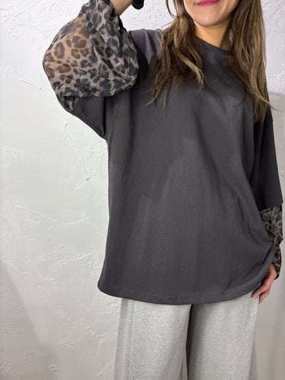 Leopard Print Sleeves Top