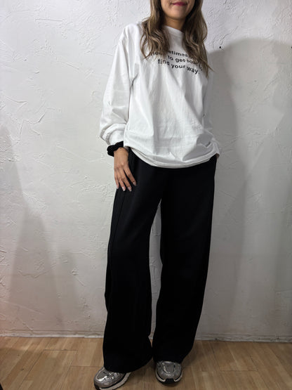 Text Print Long Sleeves Top