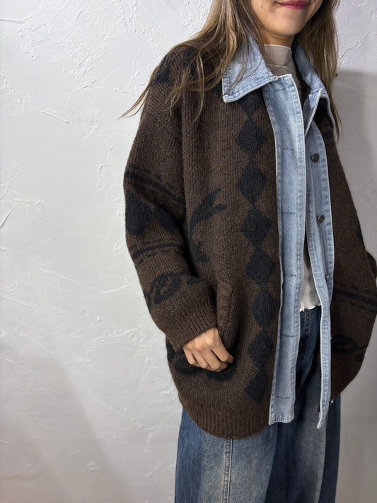 Mixed Denim Knit Jacket