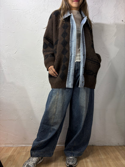 Mixed Denim Knit Jacket