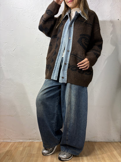 Mixed Denim Knit Jacket