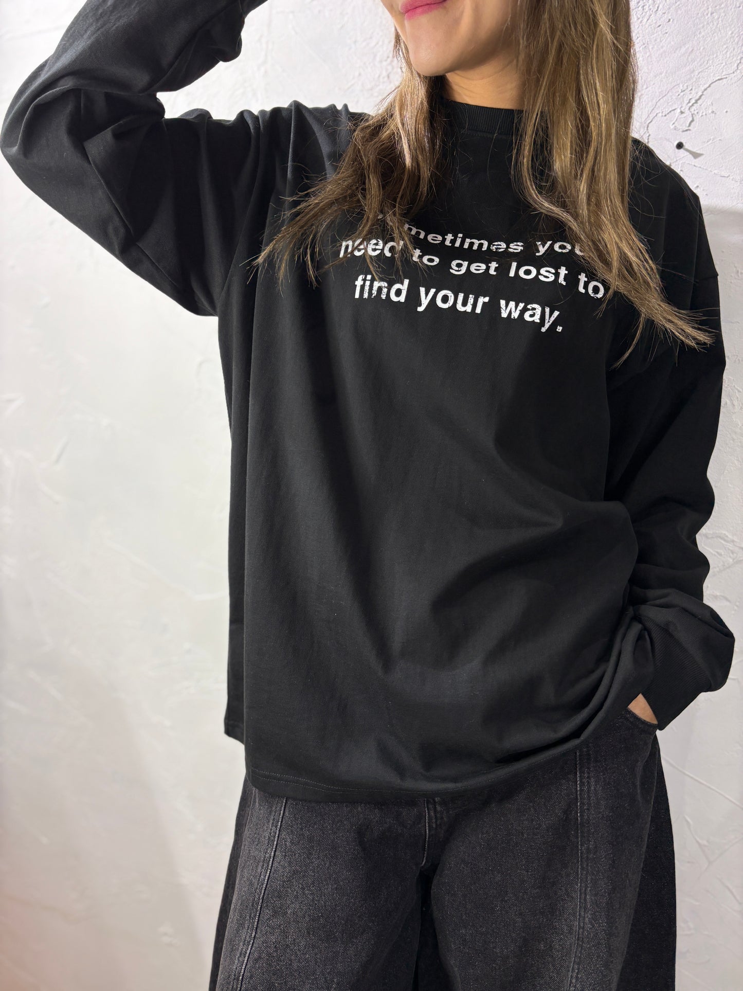 Text Print Long Sleeves Top