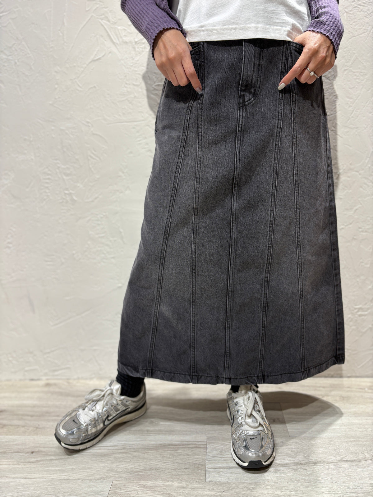 A Cut Denim Skirt