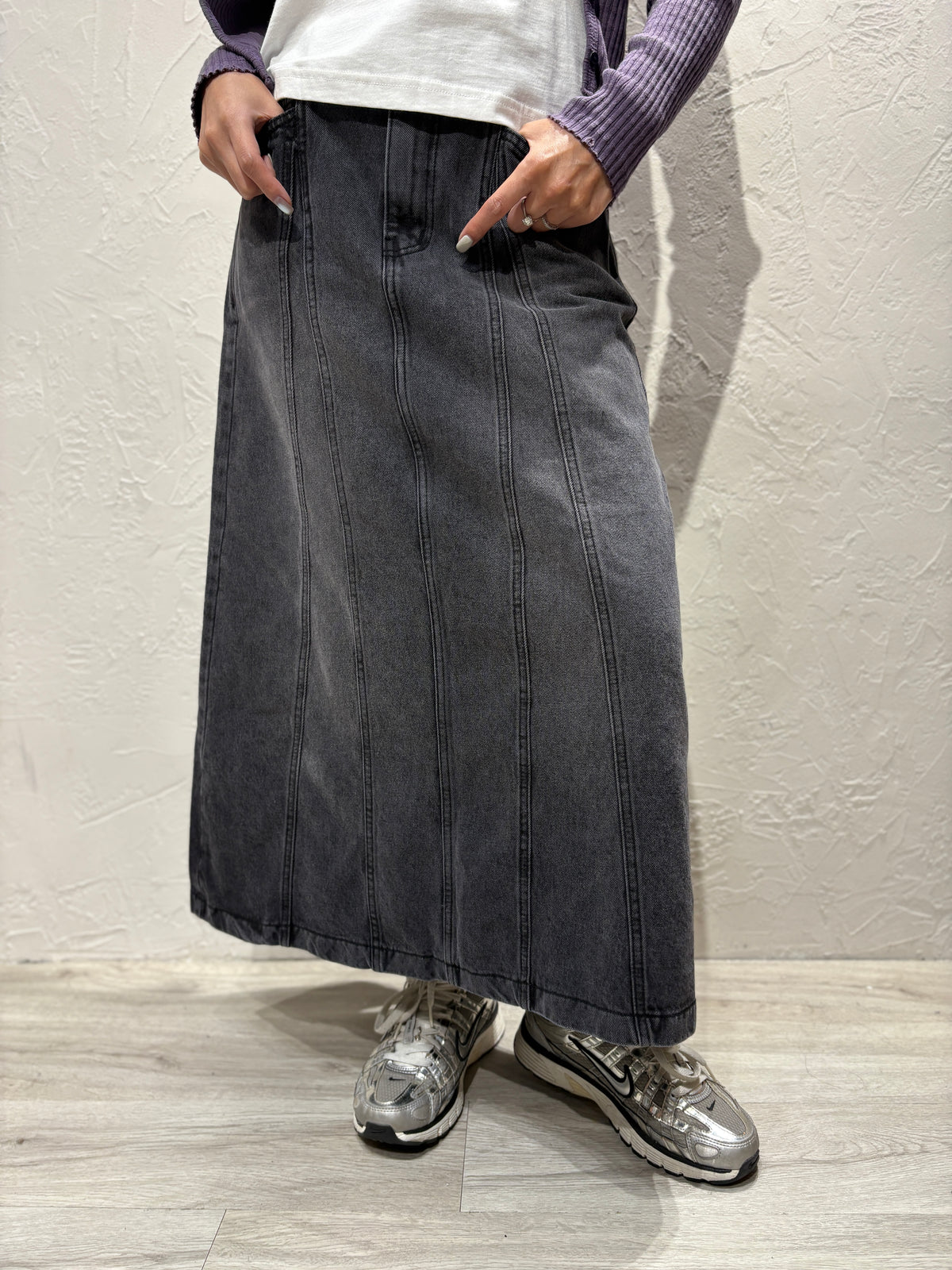 A Cut Denim Skirt