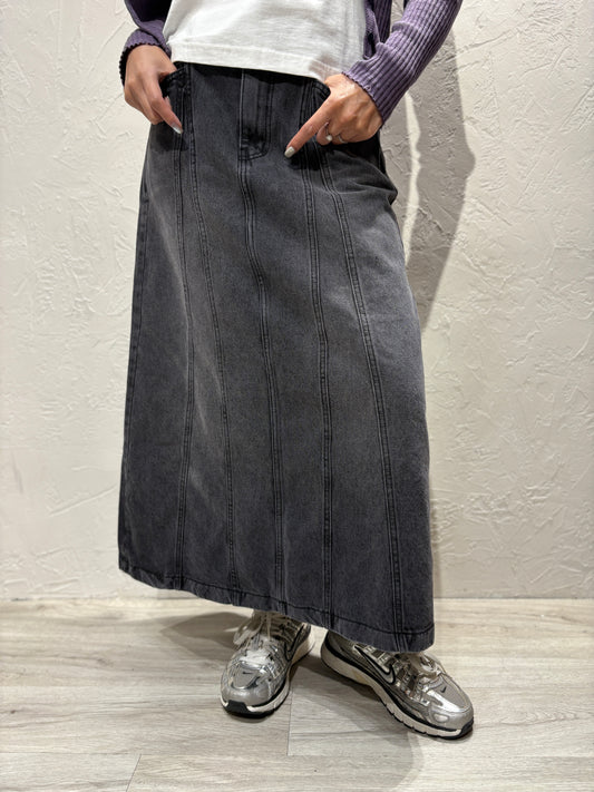 A Cut Denim Skirt