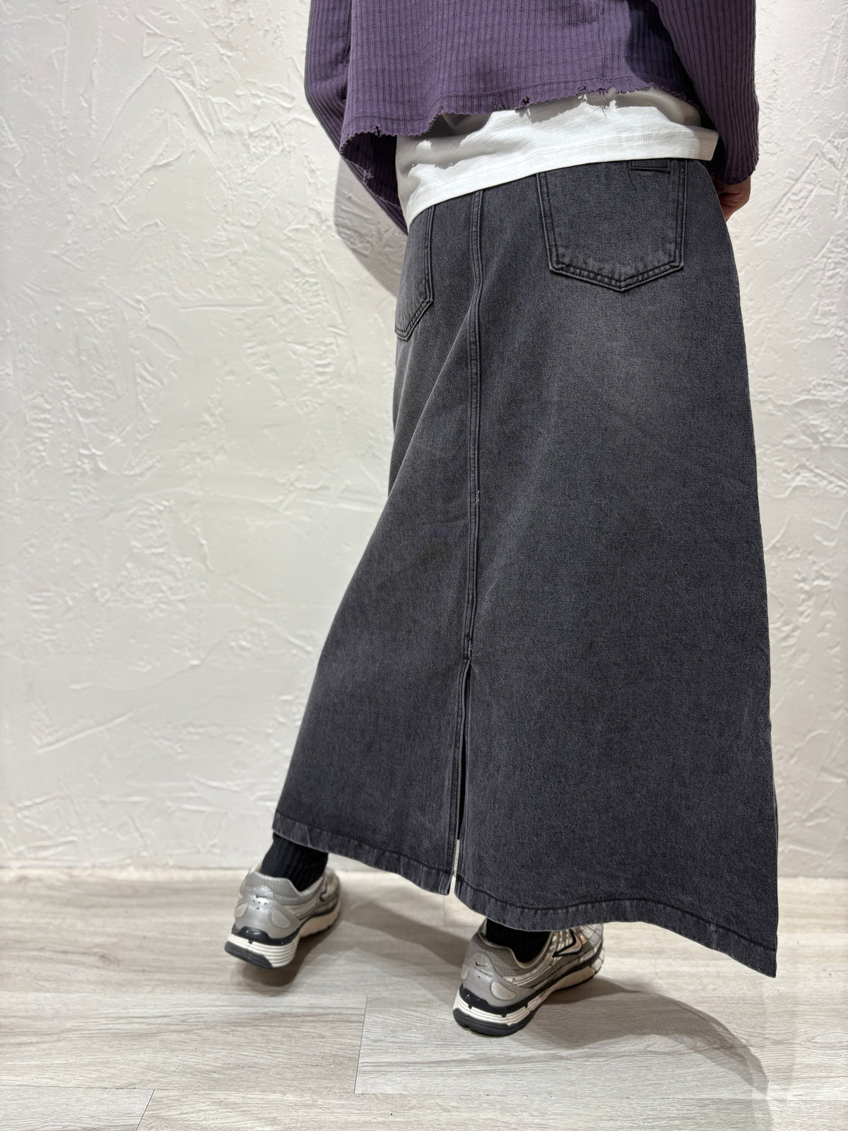 A Cut Denim Skirt