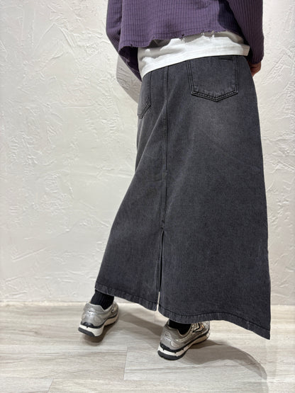 A Cut Denim Skirt