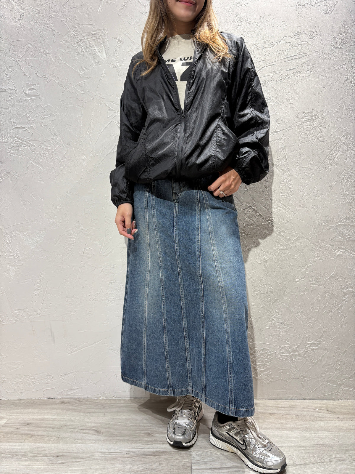 A Cut Denim Skirt