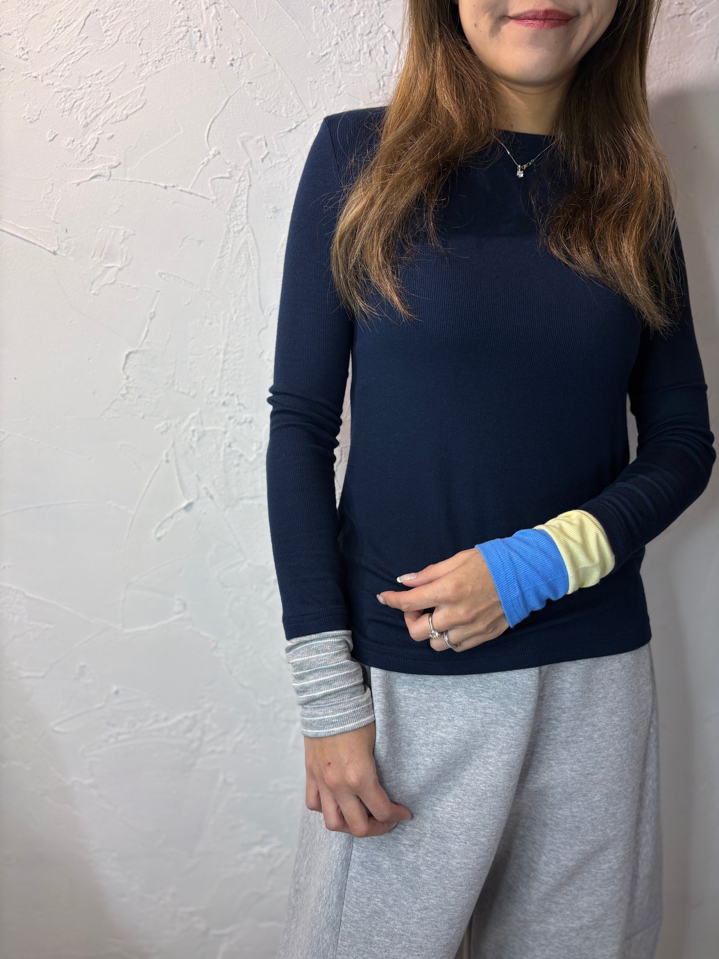 Color Stripes Sleeves Top