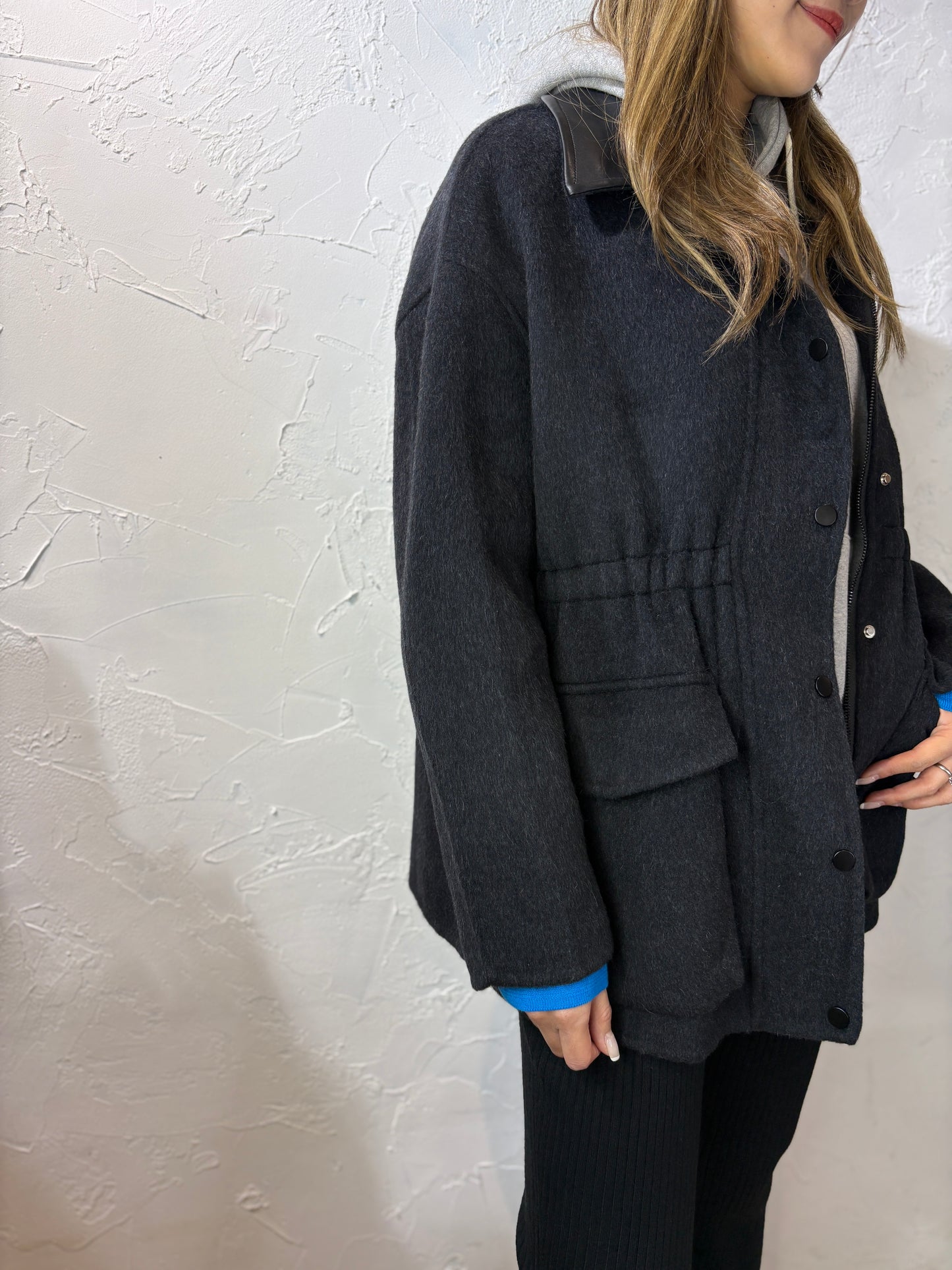 Faux Leather Collar Jacket