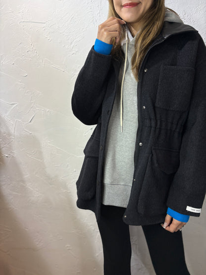 Faux Leather Collar Jacket