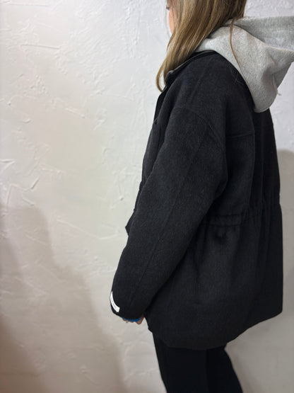 Faux Leather Collar Jacket