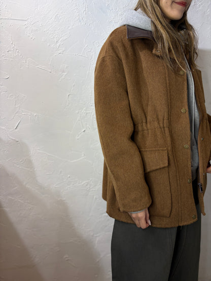 Faux Leather Collar Jacket