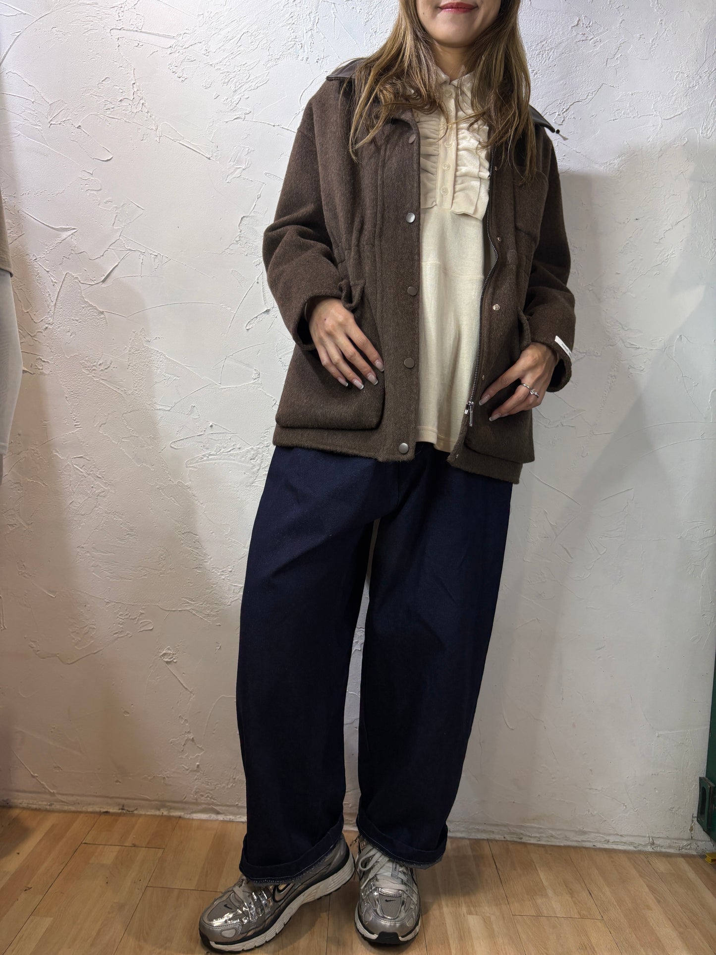 Faux Leather Collar Jacket